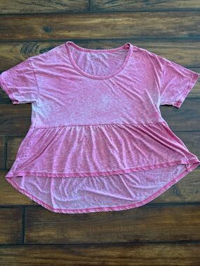 American Eagle Outfitters Pink Short-Sleeve Peplum Tee